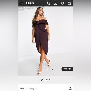 NWT - ASOS DESIGN off shoulder twist front dress -Size 14